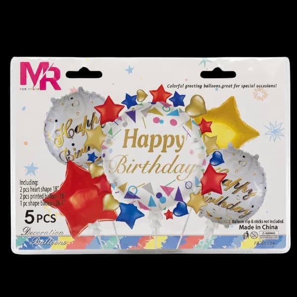Happy Birthday Helium Balloon Set – 5 Pieces
