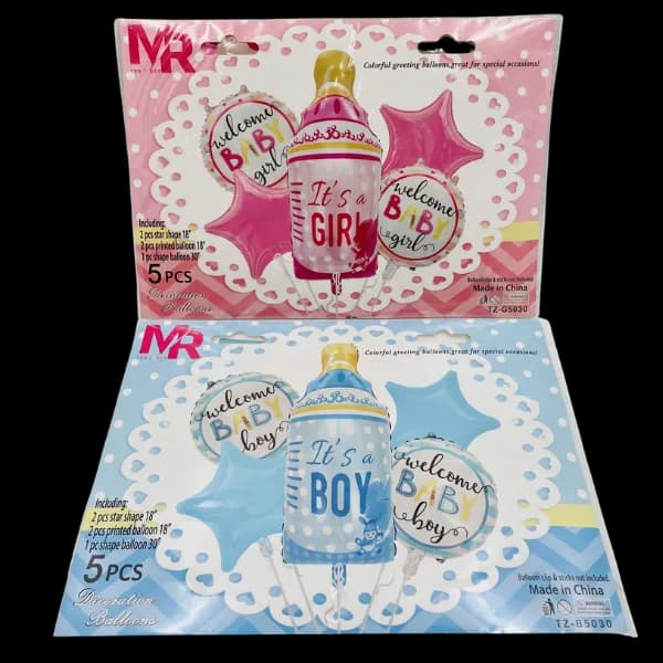 Baby Gender Reveal Helium Balloon Set – 5 Pieces